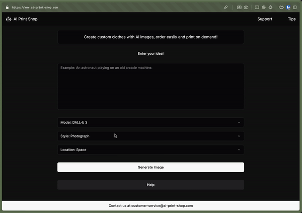 Create custom AI print on demand clothing preview